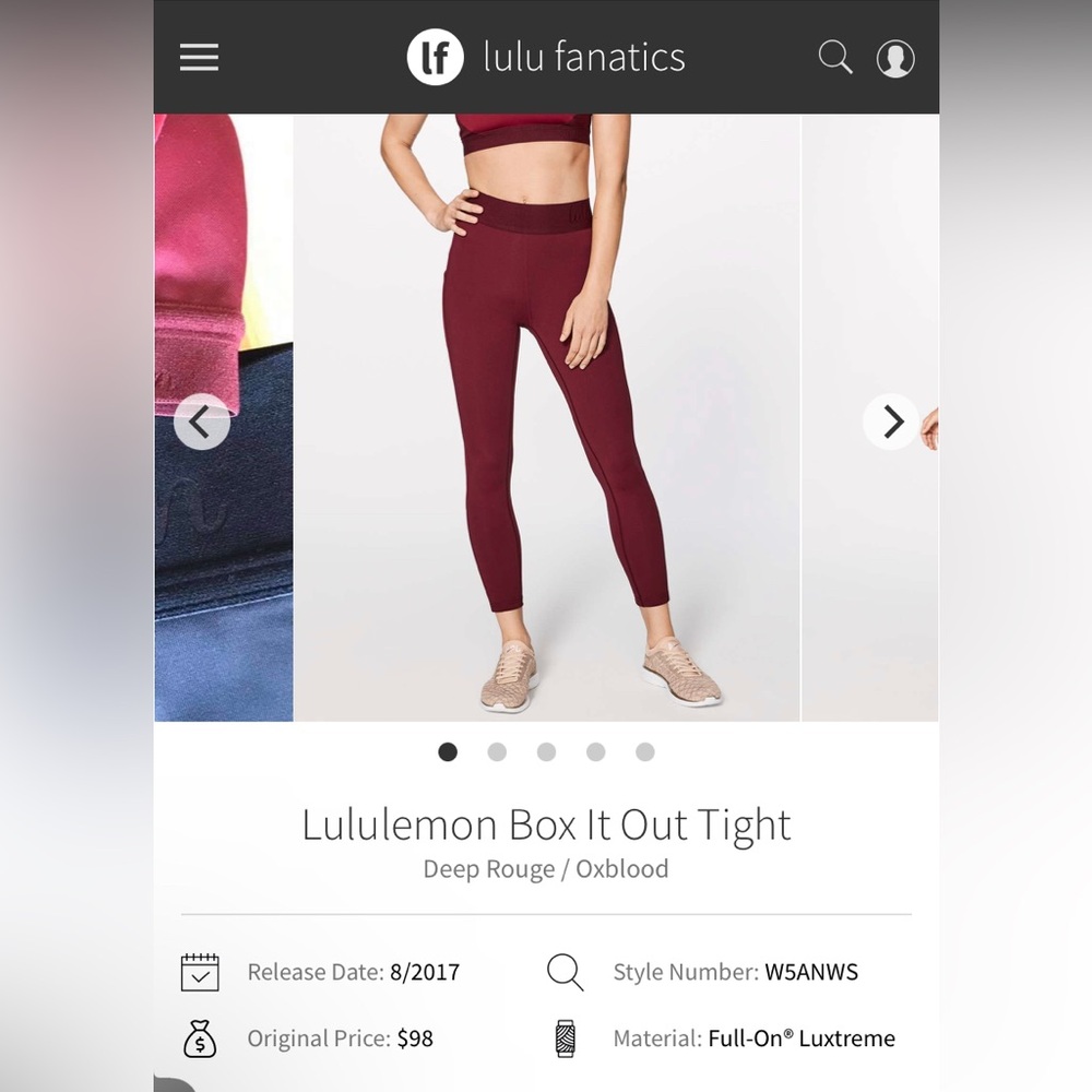 Lululemon Box it Out Tights/Leggings /w Pockets Size 8 Dot Confirmed Deep Rouge - Picture 9 of 11